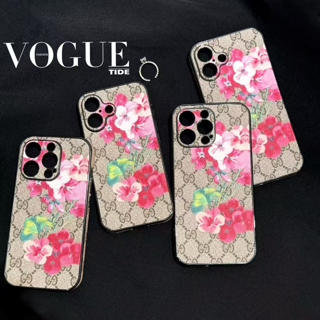 GG Floral Print Monogram Case for iPhone 13-18 Pro & Pro Max