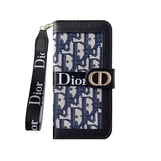 Dior iPhone Case With Card Holder And Wrist Strap For iPhone 12-18 Pro & Pro Max