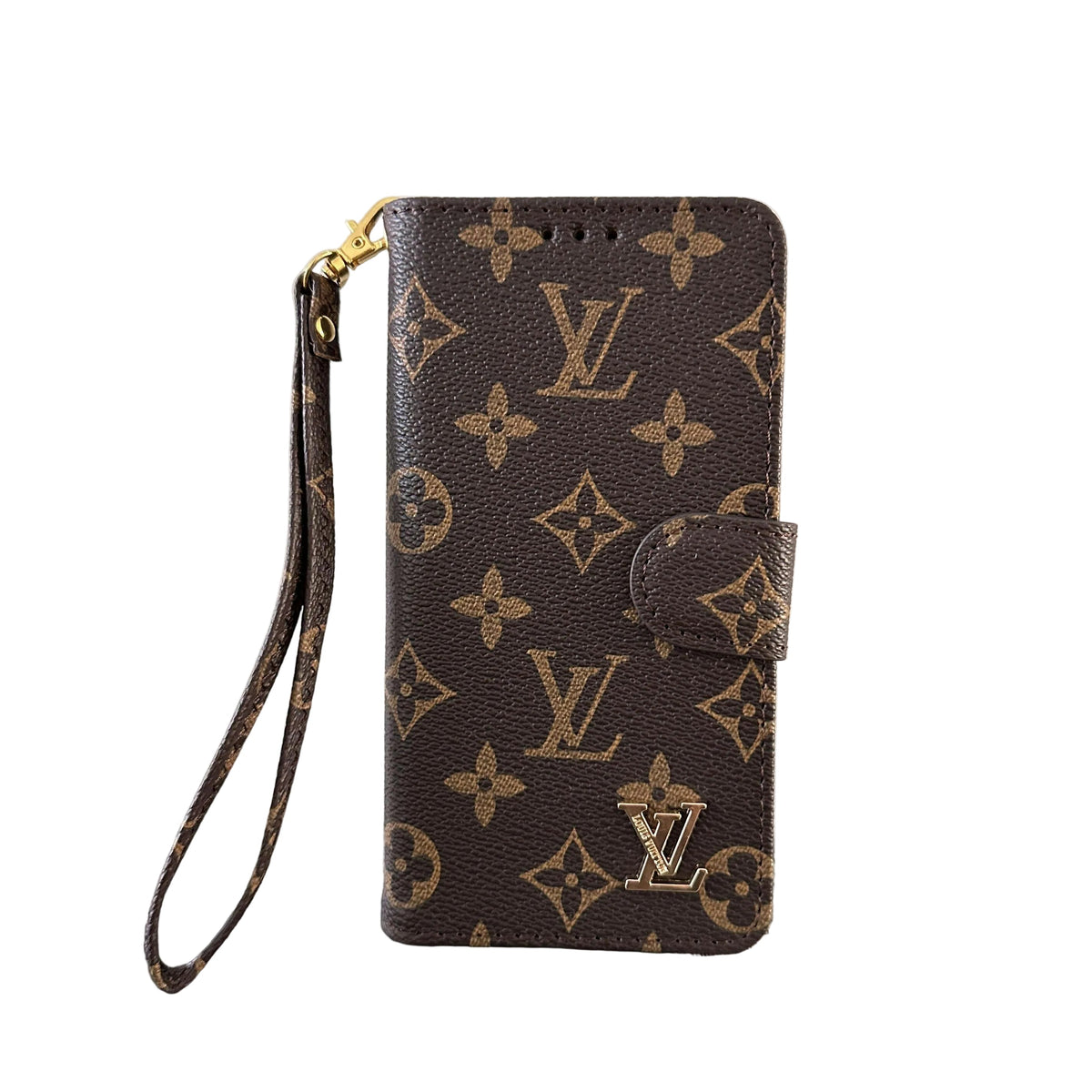 Luxury Monogram Zip Wallet Case with Wristlet for Samsung Galaxy S22-S26 Series