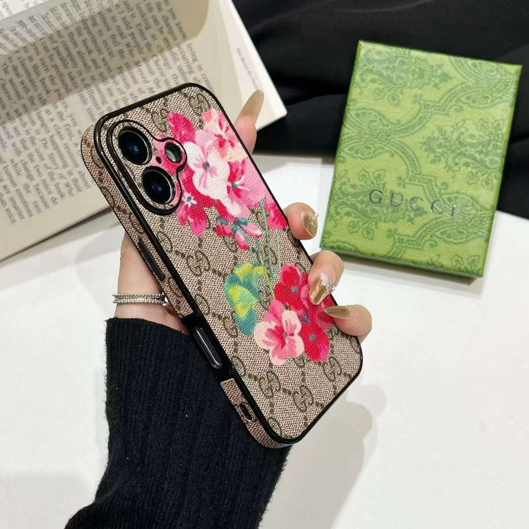 GG Floral Print Monogram Case for iPhone 13-18 Pro & Pro Max