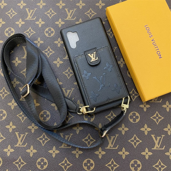 Luxury Monogram Card Wallet Case with Sling Strap for Samsung Galaxy S22-S26 Series