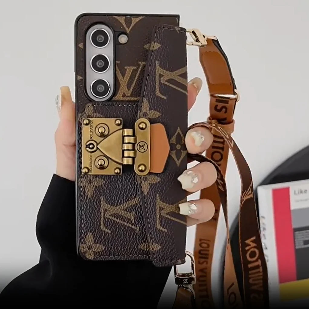 Trunk Style Wallet Case with Strap for Samsung Z Fold 3-8 Ultra