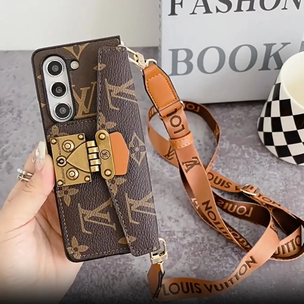 Trunk Style Wallet Case with Strap for Samsung Z Fold 3-8 Ultra