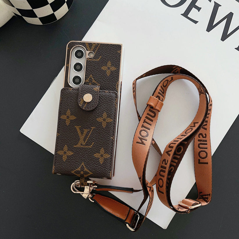 Luxury Inspired Wallet Case with Long Lanyard for Samsung Galaxy Z Fold 3-7