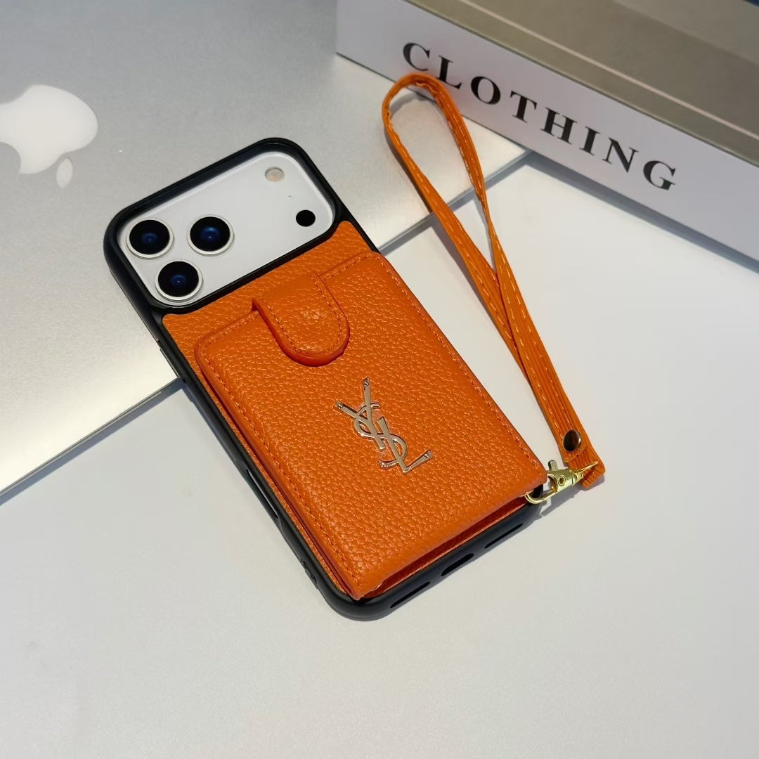 Premium YSL Case Card Holder For iPhone 12-18 Pro & Pro Max