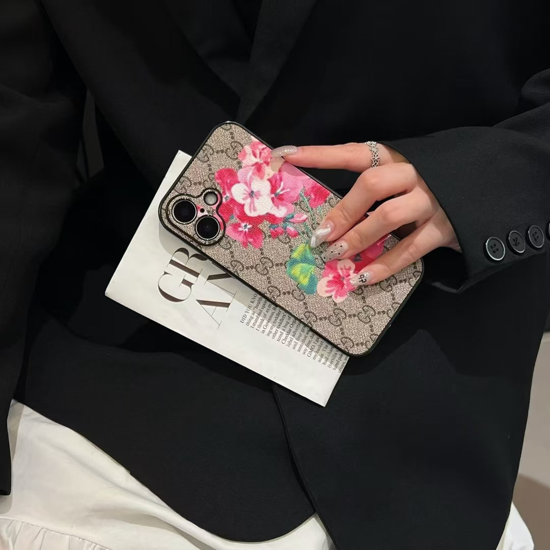 GG Floral Print Monogram Case for iPhone 13-18 Pro & Pro Max