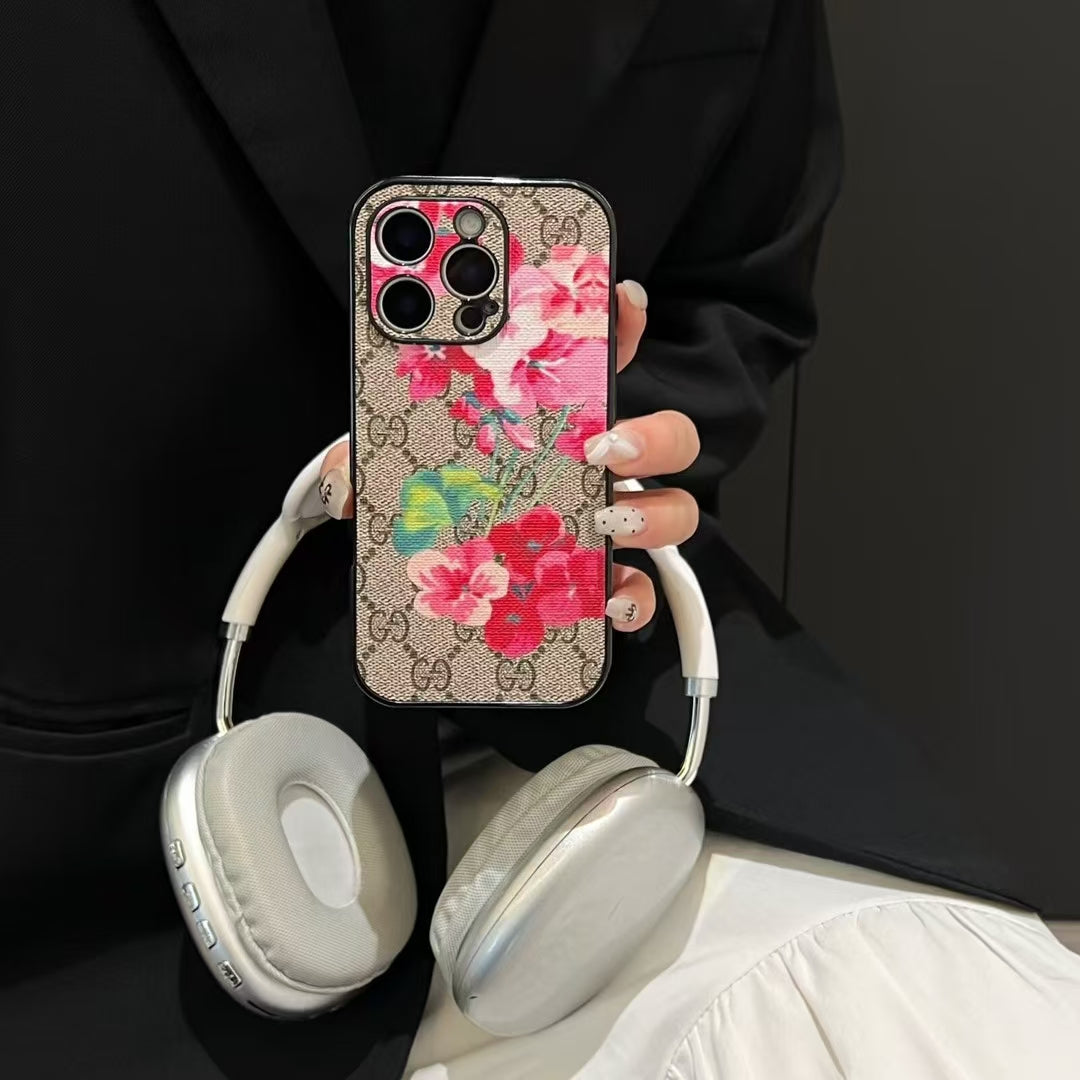 GG Floral Print Monogram Case for iPhone 13-18 Pro & Pro Max