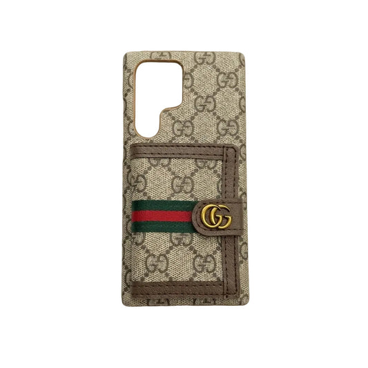 Luxury GG Case with Leather Card Pocket for Samsung Galaxy S22-S26 Series