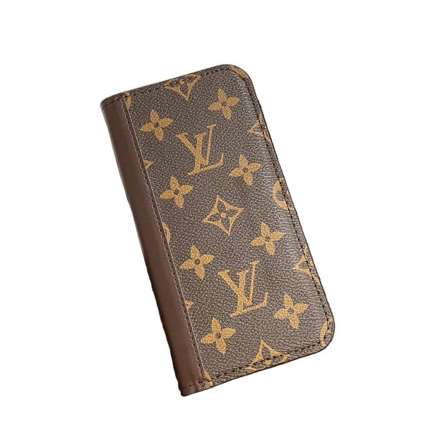 Monogram Leather Card Cover Wallet Case for Samsung Galaxy S22-S26 Series