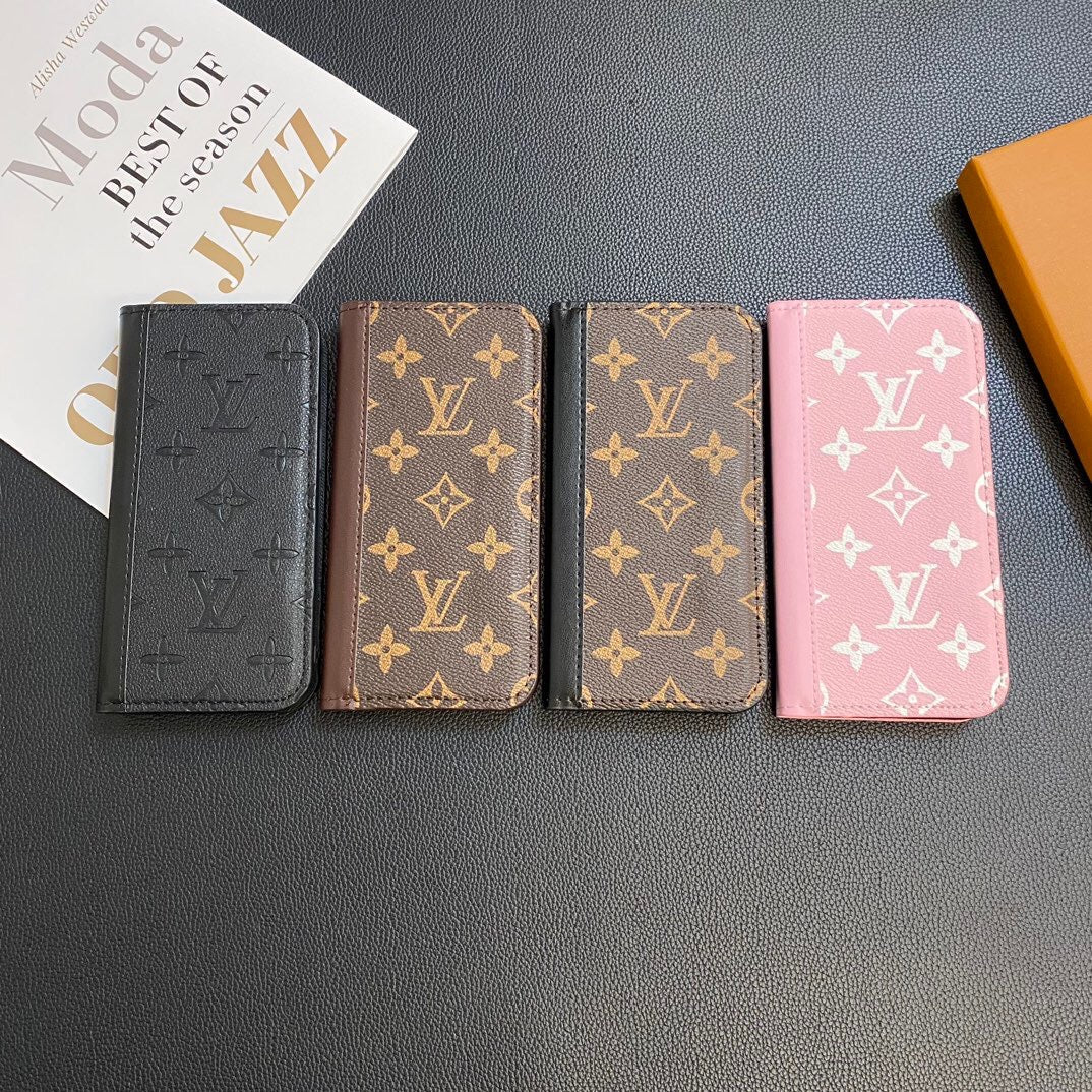 Monogram Leather Card Cover Wallet Case for Samsung Galaxy S22-S26 Series