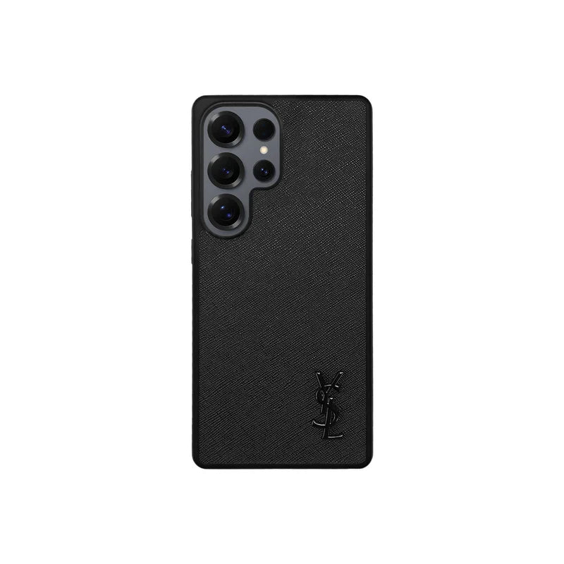 Luxury Black Saffiano Case for Samsung S22-S26 Series