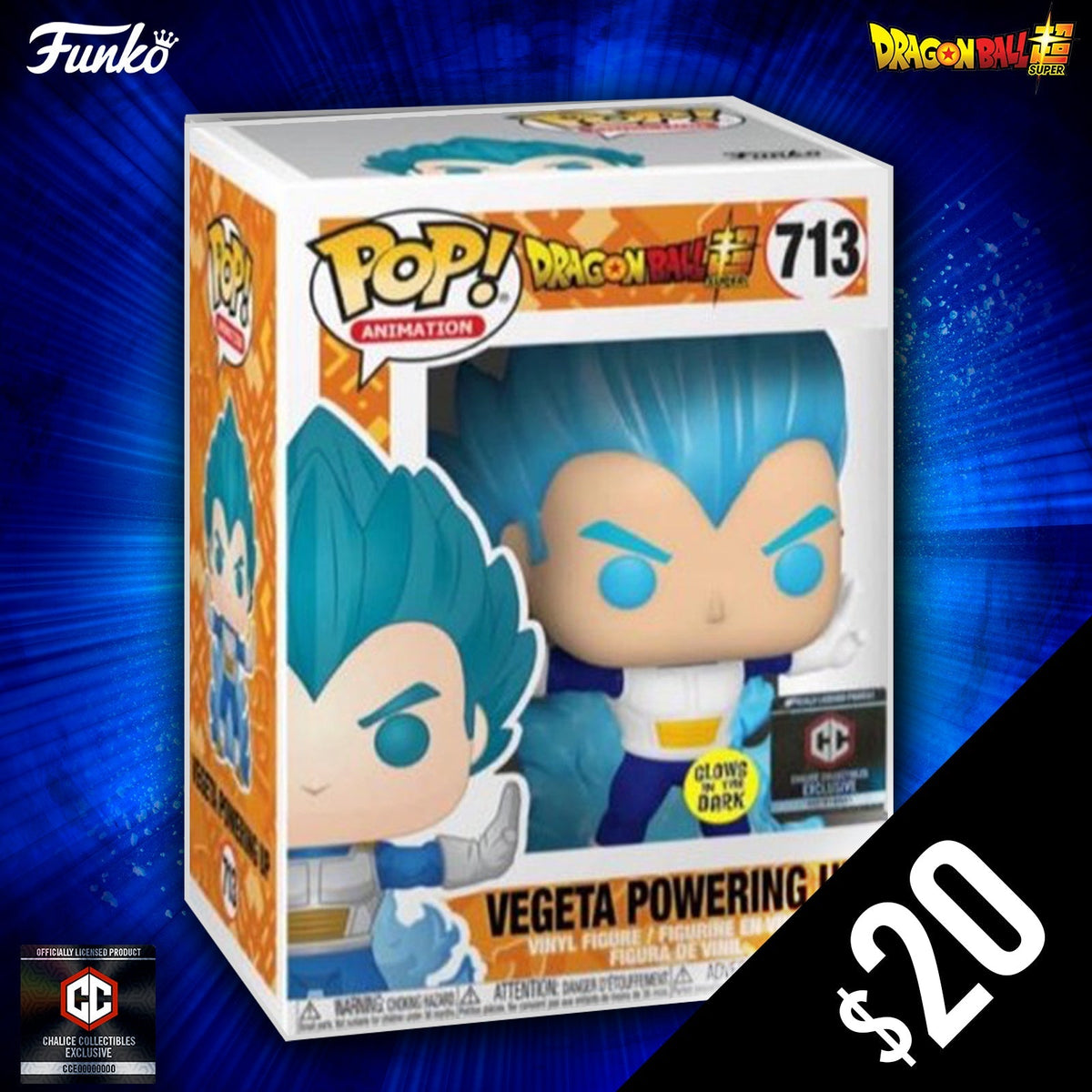 Funko Pop! Chalice Exclusive: Dragon Ball Super - Vegeta Powering Up #713 (Non-Chase)