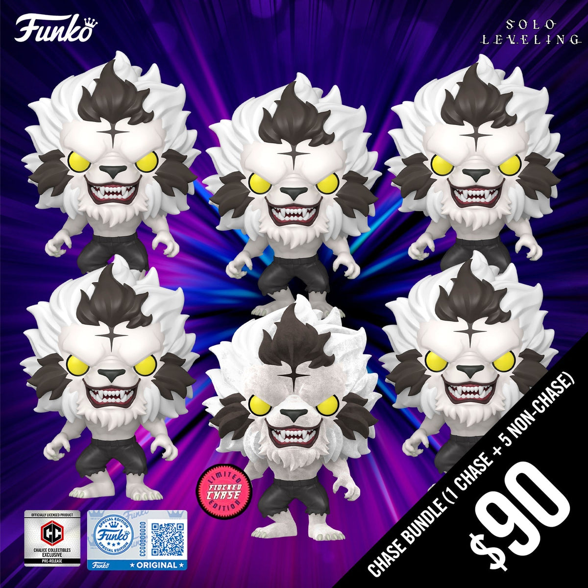 Pre-Order: Funko Pop! Chalice Exclusive: Solo Leveling S2: Baek Yoonho - Silver Mane #2273 (6-Pop Guaranteed Chase Bundle) (PR)