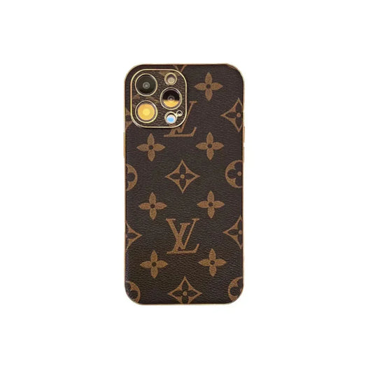Luxury Brown Monogram Phone Case for iPhone 12-18 Pro & Pro Max