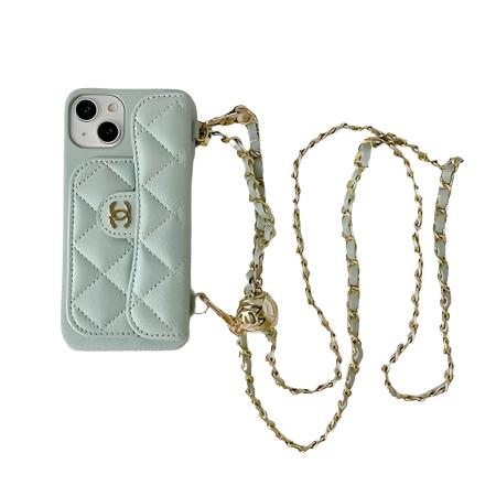CHN Quilted Caviar Leather Case with Flap Pocket for iPhone 12-18 Pro & Pro Max