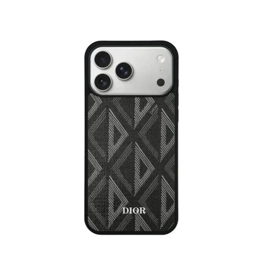 Luxury Woven Monogram & Geometric Slim Case for iPhone 12-18 Pro & Pro Max