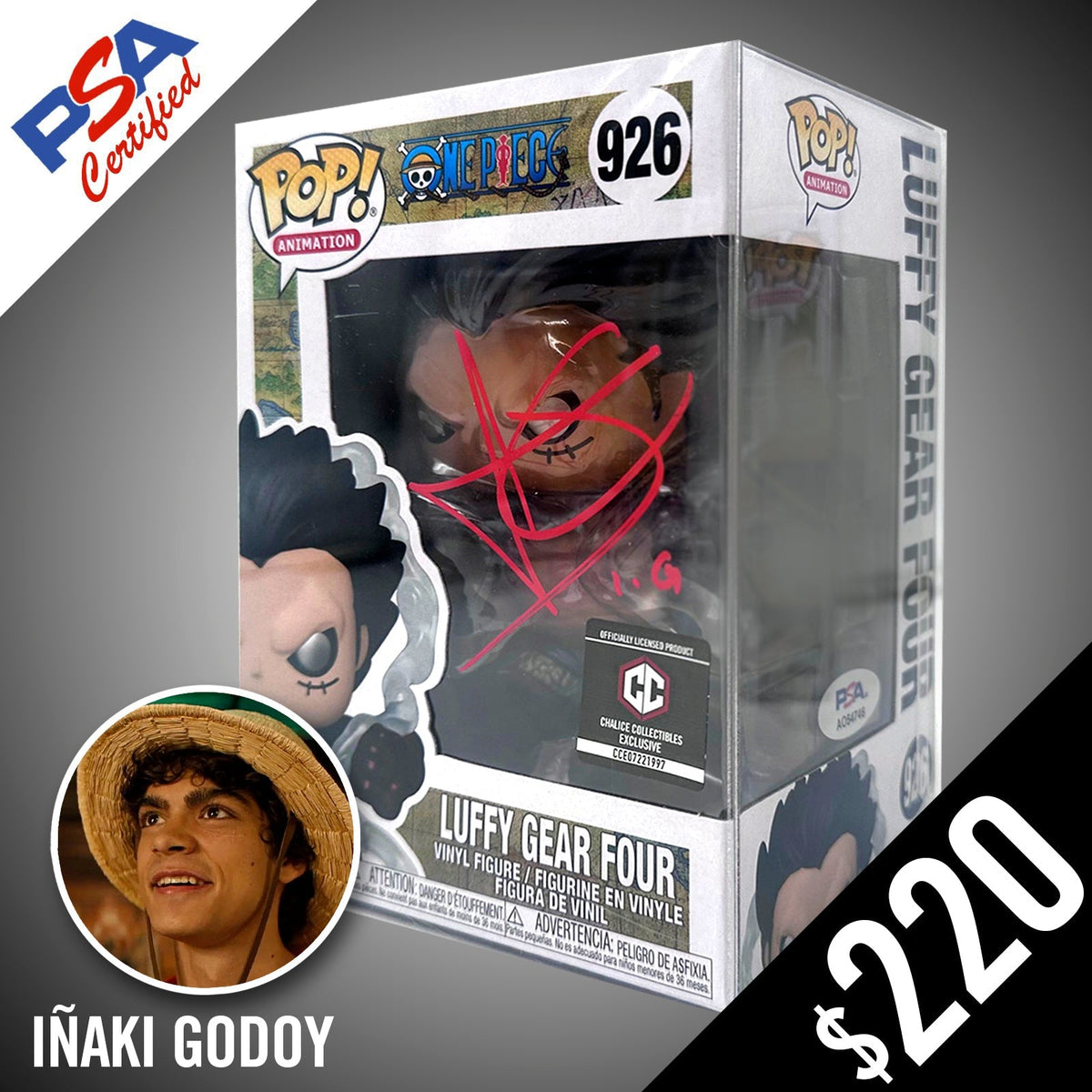 Funko Pop! One Piece: Luffy Gear Four #926- SIGNED by Iñaki Godoy (PSA Authenticated)